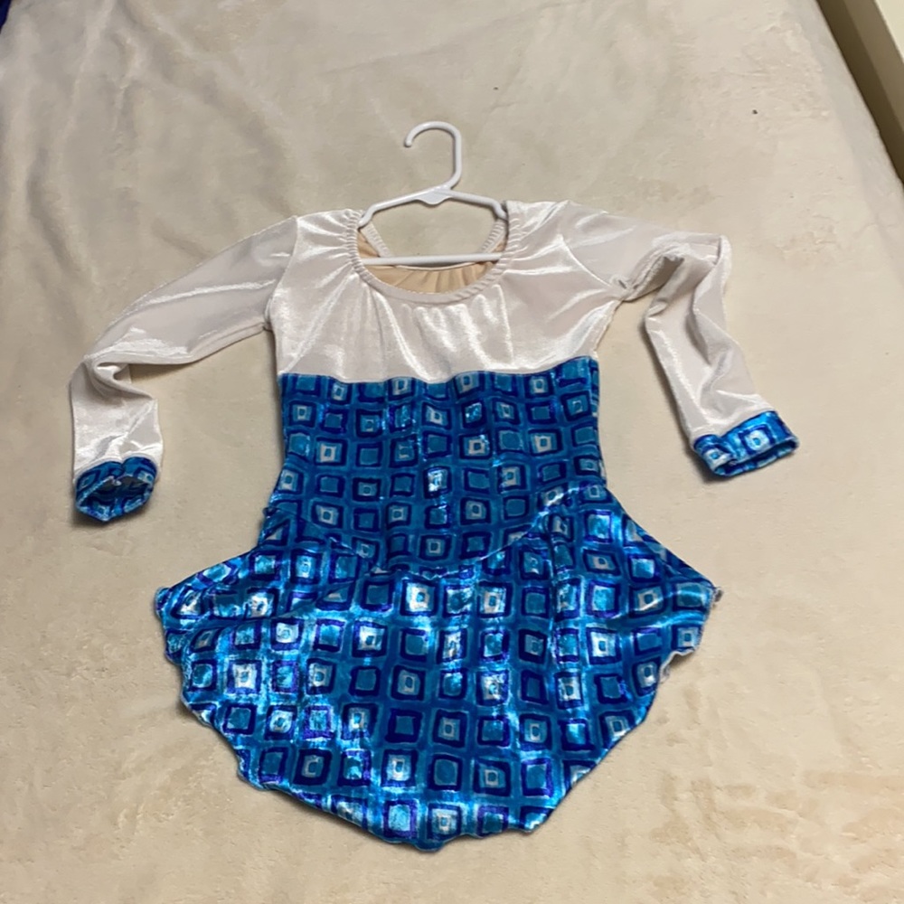 Blue white figure skating dress